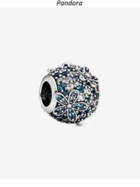 Pandora Blue and Silver Floral Charm Bracelet